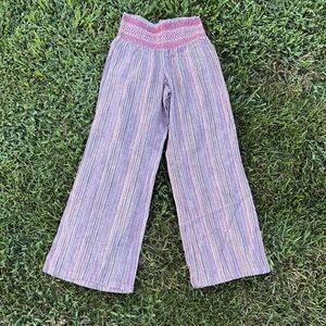 Indigo Rein Striped Wide Leg Pants - Pink and White
